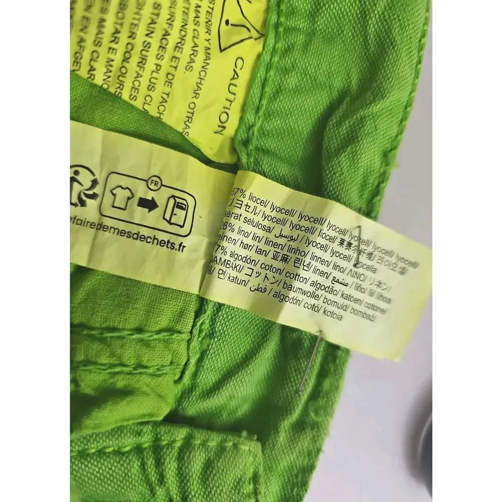 ZARA ~Woman Size 6(US)~ Apple Green Mid-Rise Linen Blend Wide Leg Pants NWT.